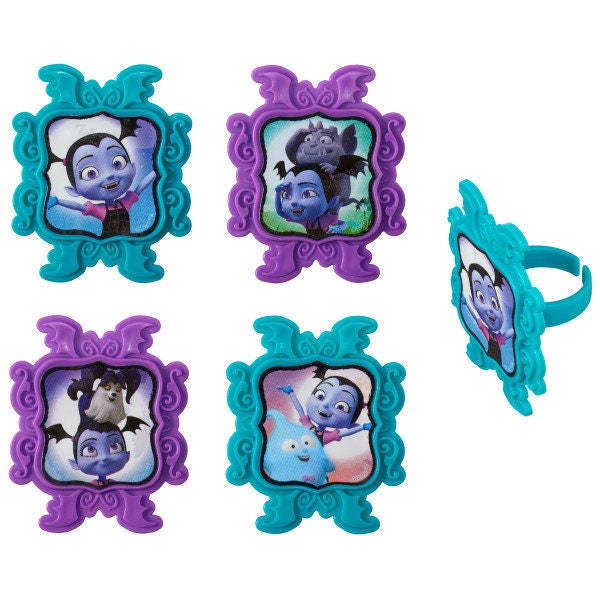 12 VAMPIRINA Cupcake Rings Sweet As Can Vee Birthday Cake Toppers Party Decoration