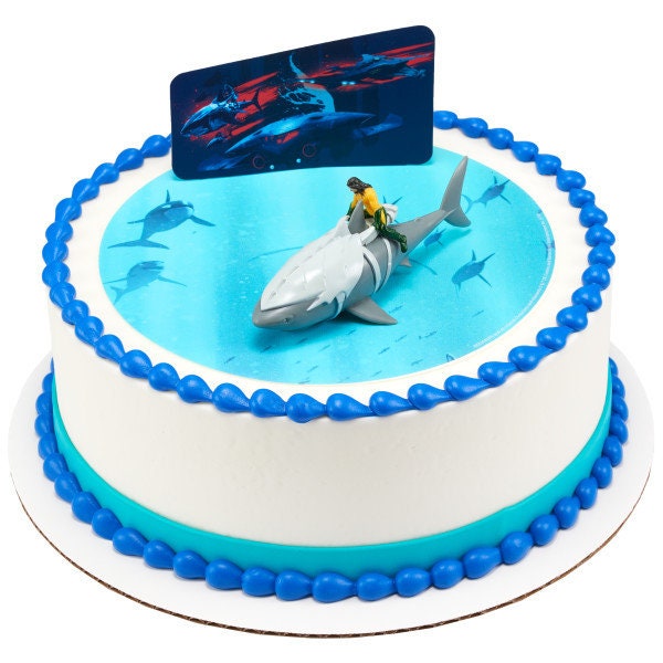 AQUAMAN Cake Topper Shark Birthday Cake Decoration Decoset Craft Supply