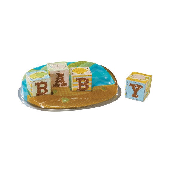 SAFARI BABIES Cake Topper Baby Shower Blocks Hippo Lion Cake Decoration Decoset