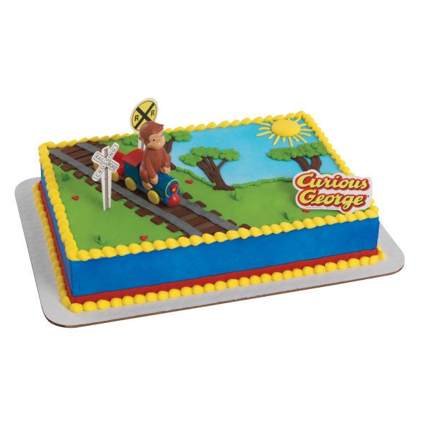 CURIOUS GEORGE Cake Topper Train Set Birthday Party Cake Decoration Decoset