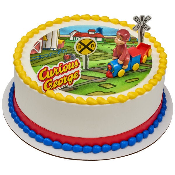 CURIOUS GEORGE Cake Topper Train Set Birthday Party Cake Decoration Decoset