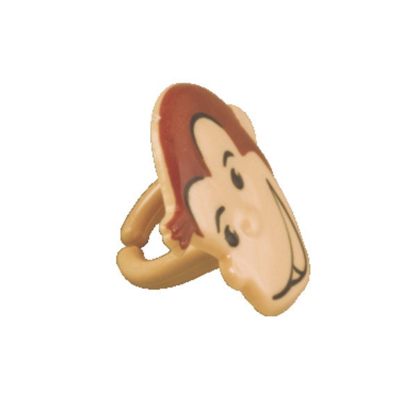 12 CURIOUS GEORGE Cupcake Rings Birthday Cake Toppers Party Decoration Picks