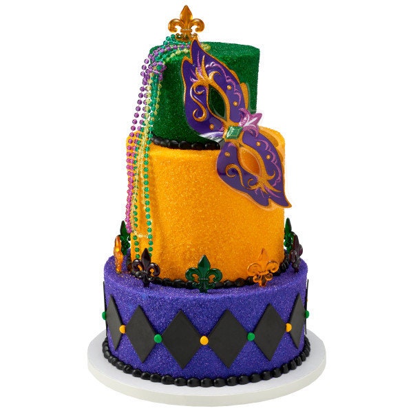 FLEUR DE LIS Cupcake Picks (12) Mardi Gras Rings Cake Toppers for Birthday Party