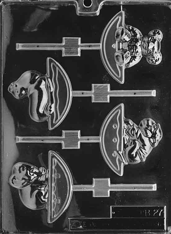 ASSORTED ROCKING ANIMAL Lolly Baby Sucker Chocolate Candy Mold