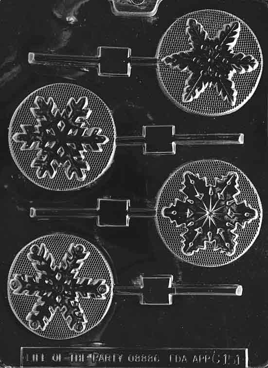 ASSORTED SNOWFLAKES Lolly Christmas Sucker Chocolate Candy Mold