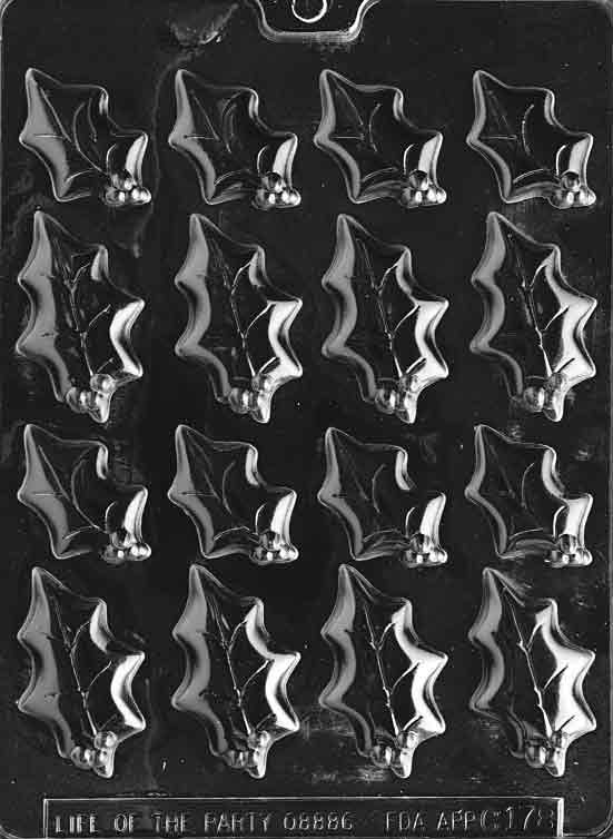 HOLLY LEAVES 2 SIZES Christmas Chocolate Candy Mold