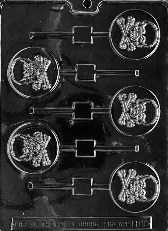 SKULL AND CROSSBONES Lolly Halloween Sucker Chocolate Candy Mold