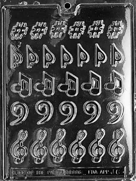 MUSIC, MUSIC, MUSIC Notes Chocolate Candy Mold Craft Supply