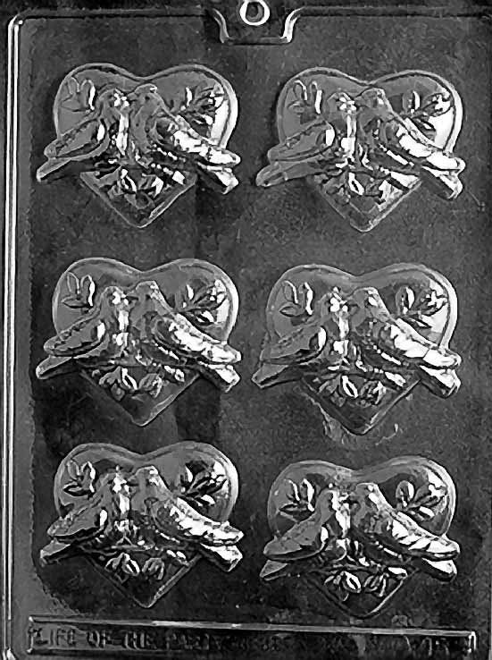 HEARTS WITH DOVES Valentines Chocolate Candy Mold