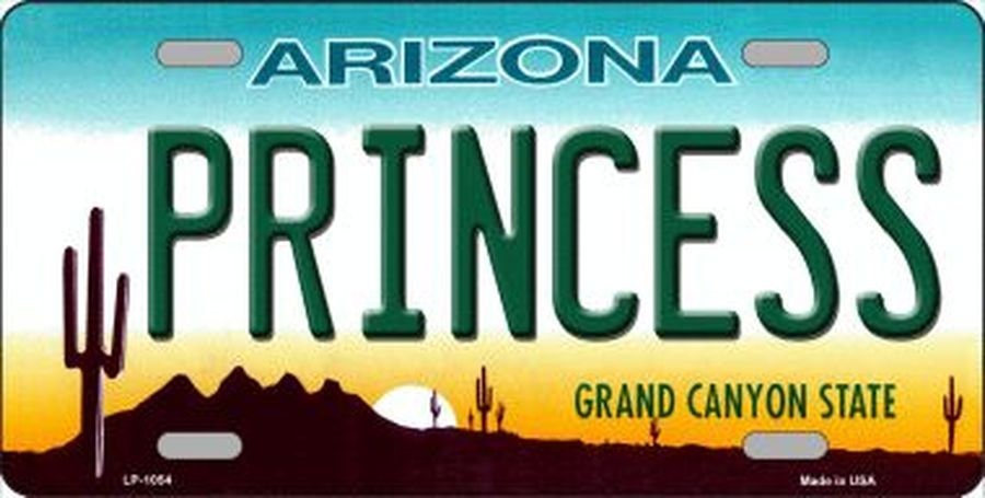 ARIZONA PRINCESS State Background Metal License Plate