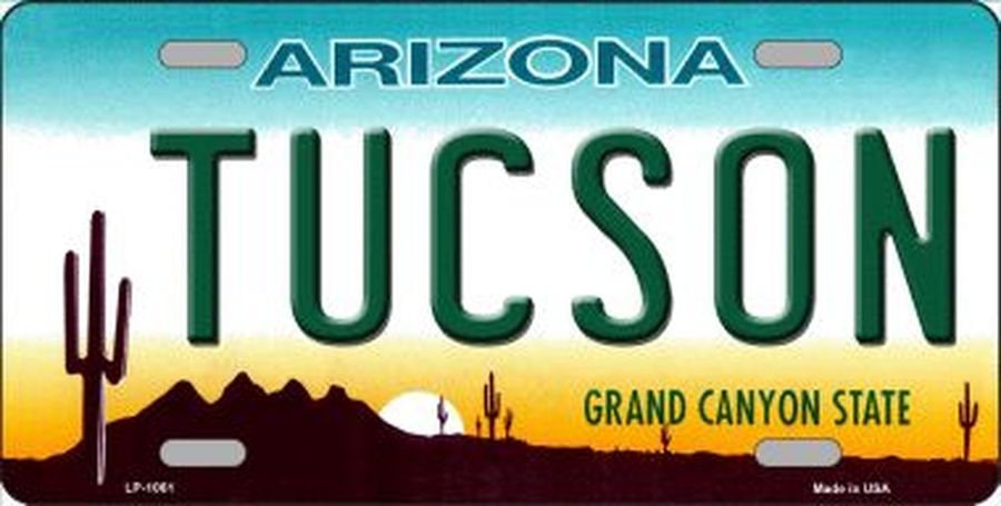 TUCSON ARIZONA State Background Metal License Plate