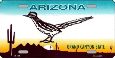 ROADRUNNER ARIZONA State Background Metal License Plate Craft Supply