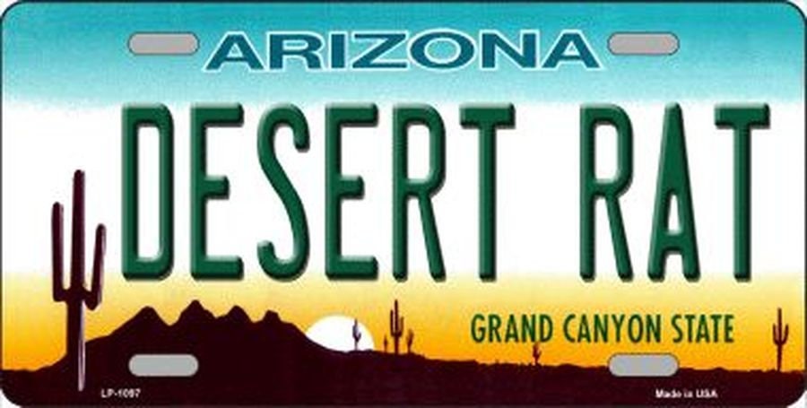 DESERT RAT ARIZONA State Background Metal License Plate