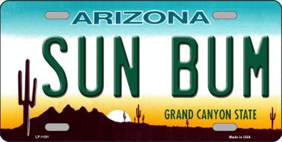 SUN BUM ARIZONA State Background Metal License Plate Craft Supply