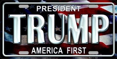 TRUMP AMERICAN FIRST American Flag Metal License Plate