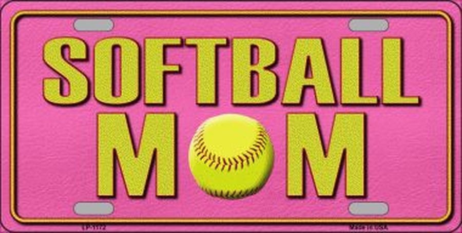 SOFTBALL MOM Metal License Plate