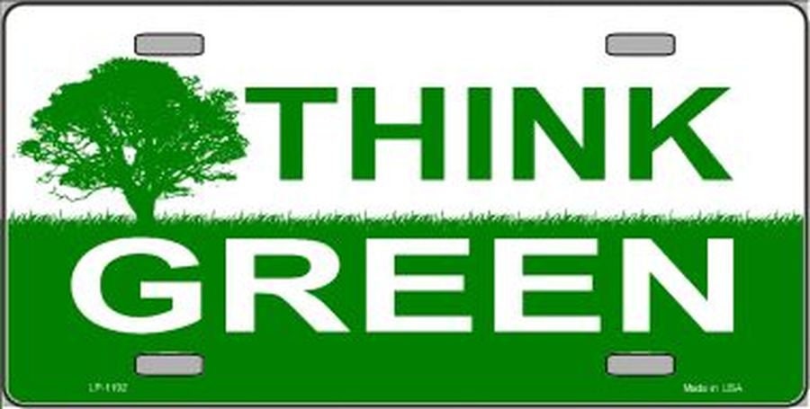 THINK GREEN Environmental Metal License Plate
