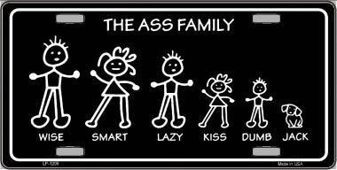 THE ASS FAMILY Funny Metal License Plate