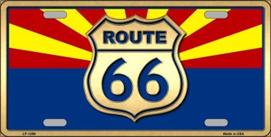 ROUTE 66 Arizona State Flag Metal License Plate