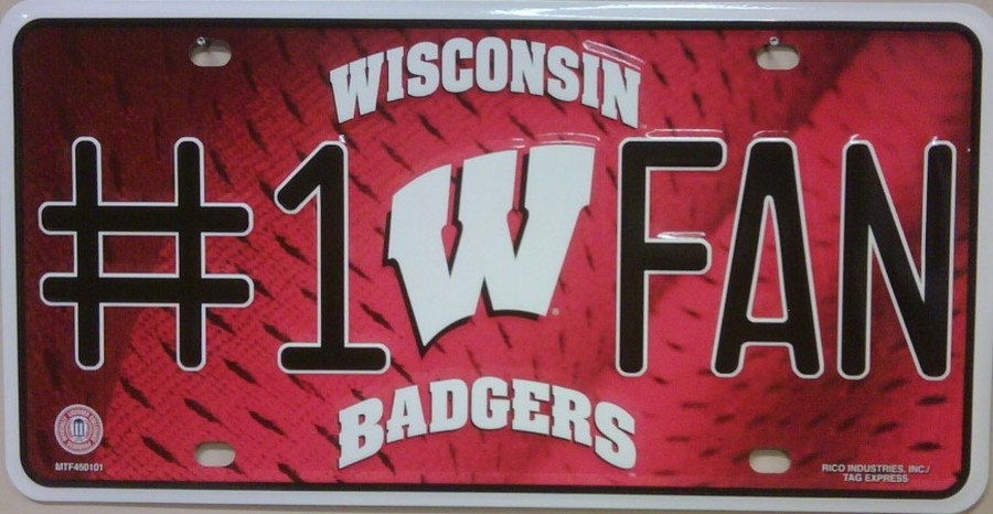 WISCONSIN BADGERS #1 Fan NCAA Metal License Plate