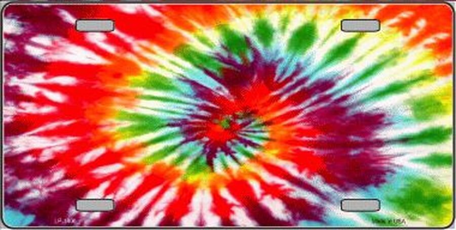 RED SWIRL Tie-dye Metal License Plate