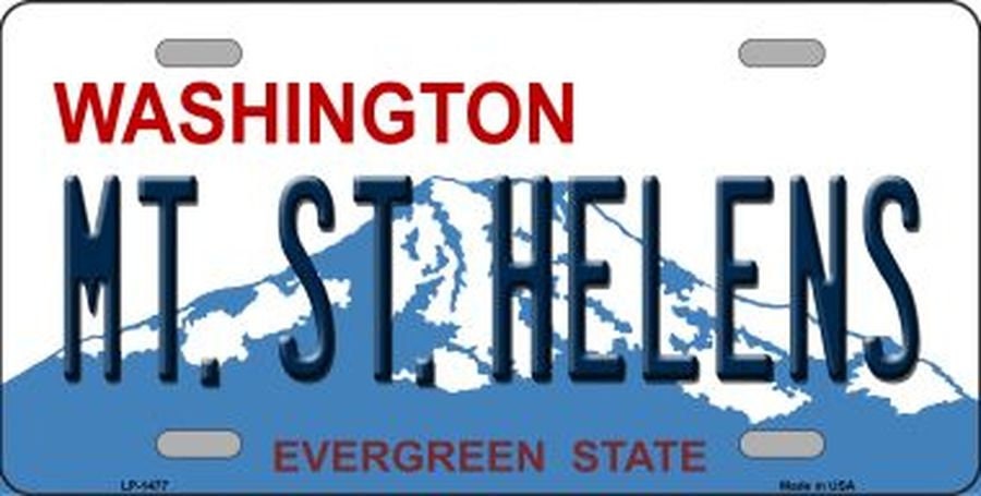 MOUNT SAINT HELENS Washington State Background Metal License Plate Sign Novelty Vanity