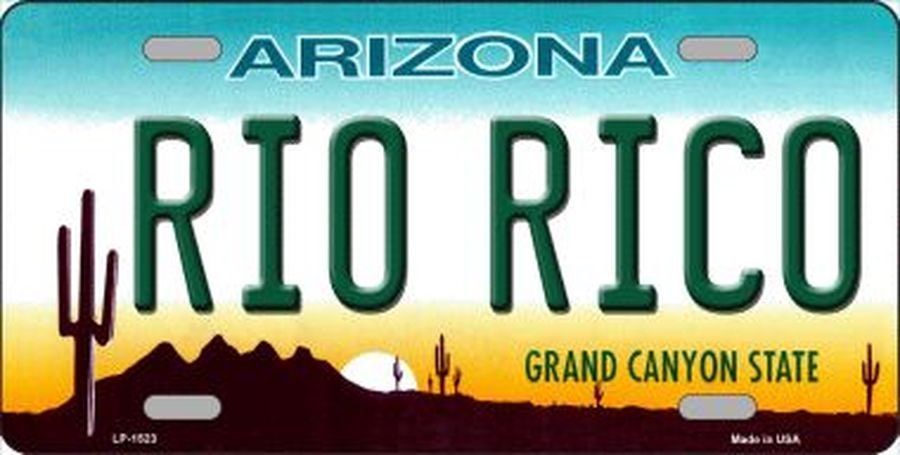 RIO RICO Arizona State Background Metal License Plate Craft Supply