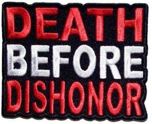 DEATH BEFORE DISHONOR Red & White Biker Motorcycle Embroidered Patch