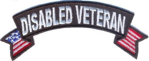 DISABLED VETERAN With US Flags Rocker Biker Military Embroidered Patch