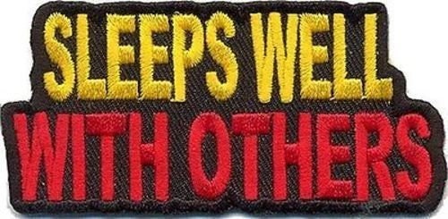Sleeps Well With Others Funny Biker Motorcycle Embroidered Patch Craft Supply