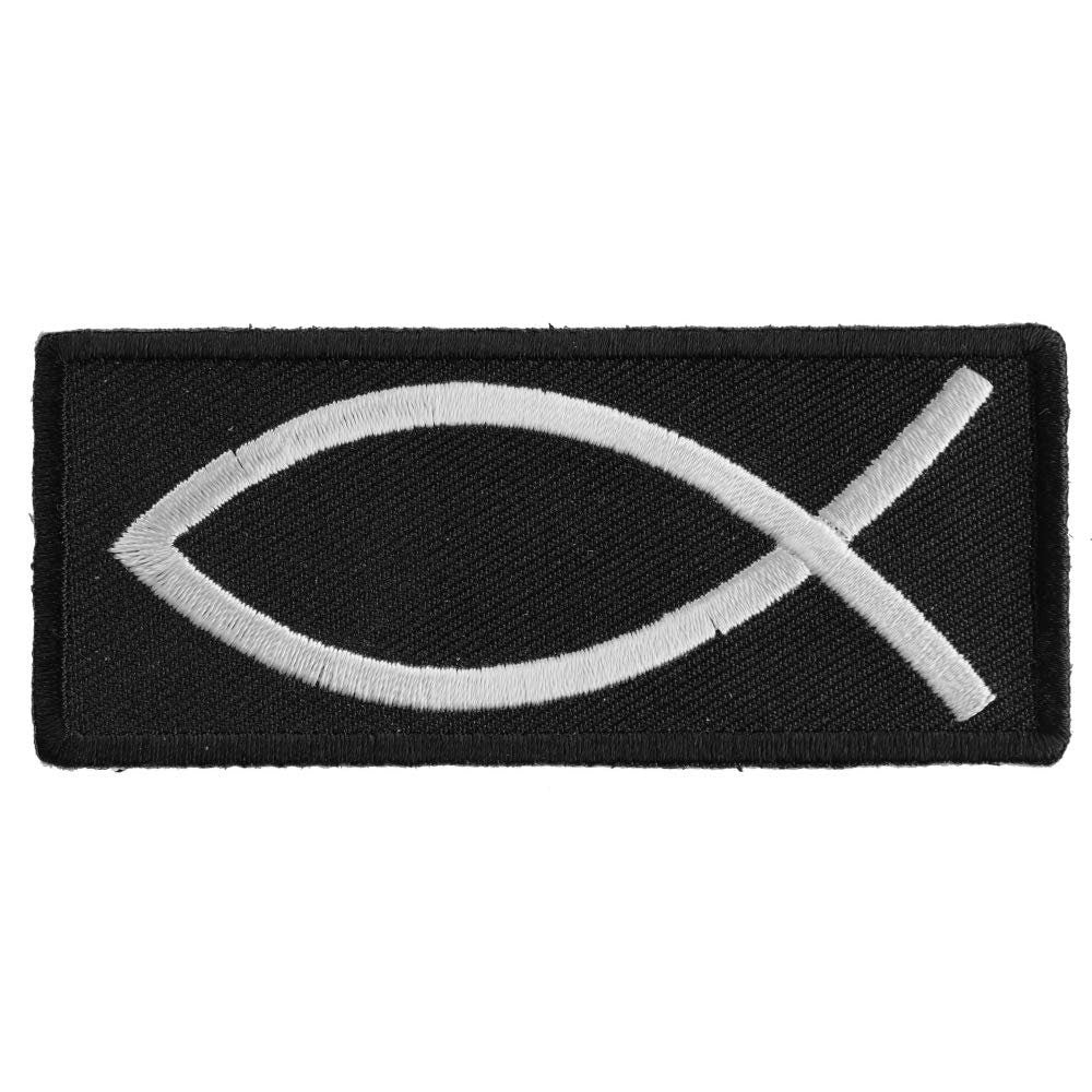 CHRISTIAN FISH SYMBOL Biker Motorcycle Embroidered Patch