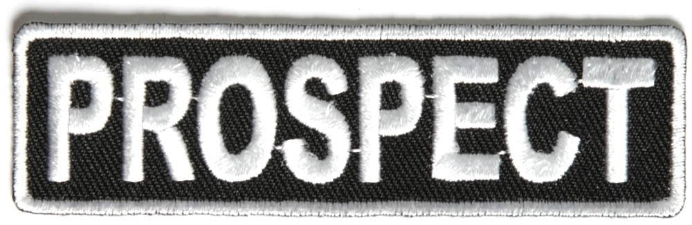 PROSPECT White Black Biker Motorcycle Embroidered Patch