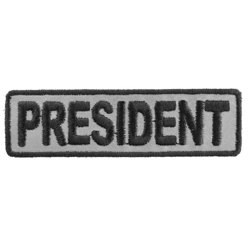 PRESIDENT Reflective Biker Motorcycle Embroidered Patch