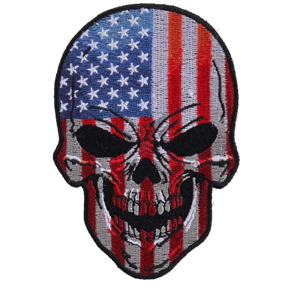 AMERICAN FLAG SKULL Biker Motorcycle Embroidered Patch