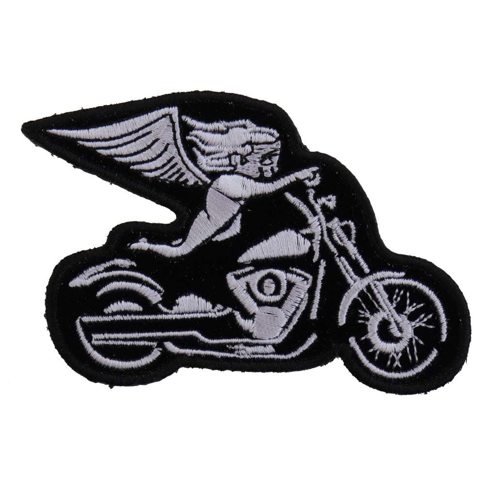 WHITE BIKER ANGEL On Motorcycle Biker Embroidered Patch Craft Supply