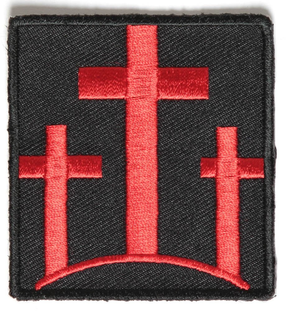 THREE RED CROSSES Christian Biker Motorcycle Embroidered Patch