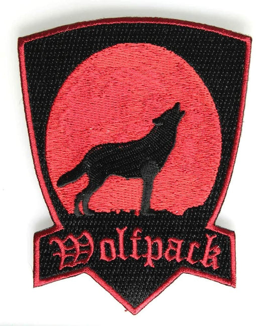 WOLFPACK Red Howling Moon Biker Motorcycle Embroidered Patch Craft Supply