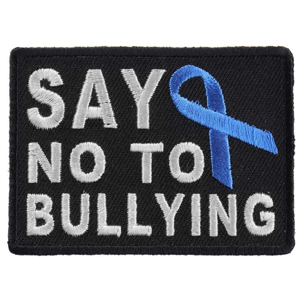 SAY NO BULLYING Blue Ribbon Biker Motorcycle Embroidered Patch