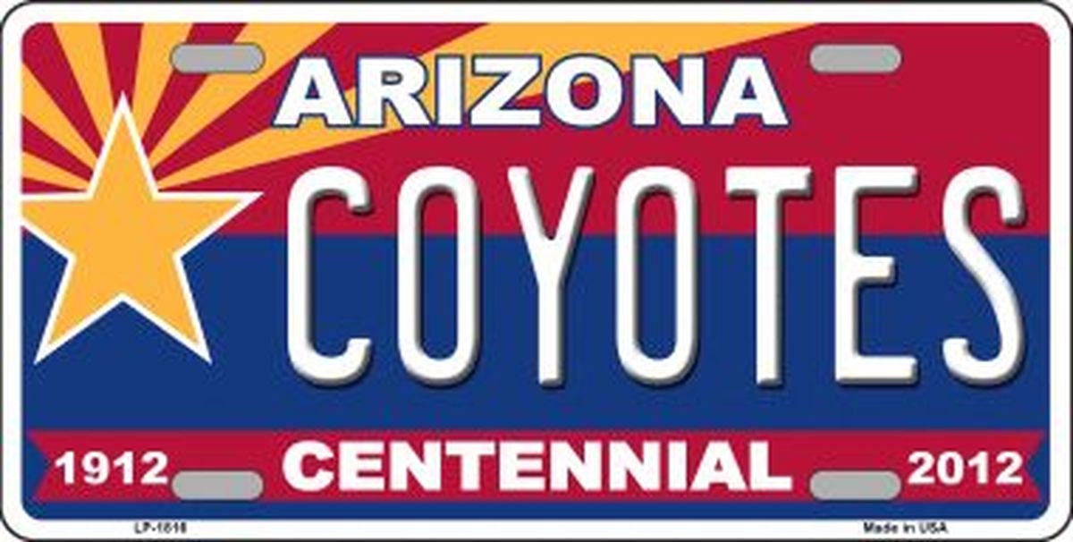 ARIZONA COYOTES Centennial State Background Metal License Plate
