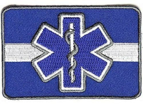 Thin White Line Blue Star of Life Paramedic EMS EMT Medic Patch Craft Supply