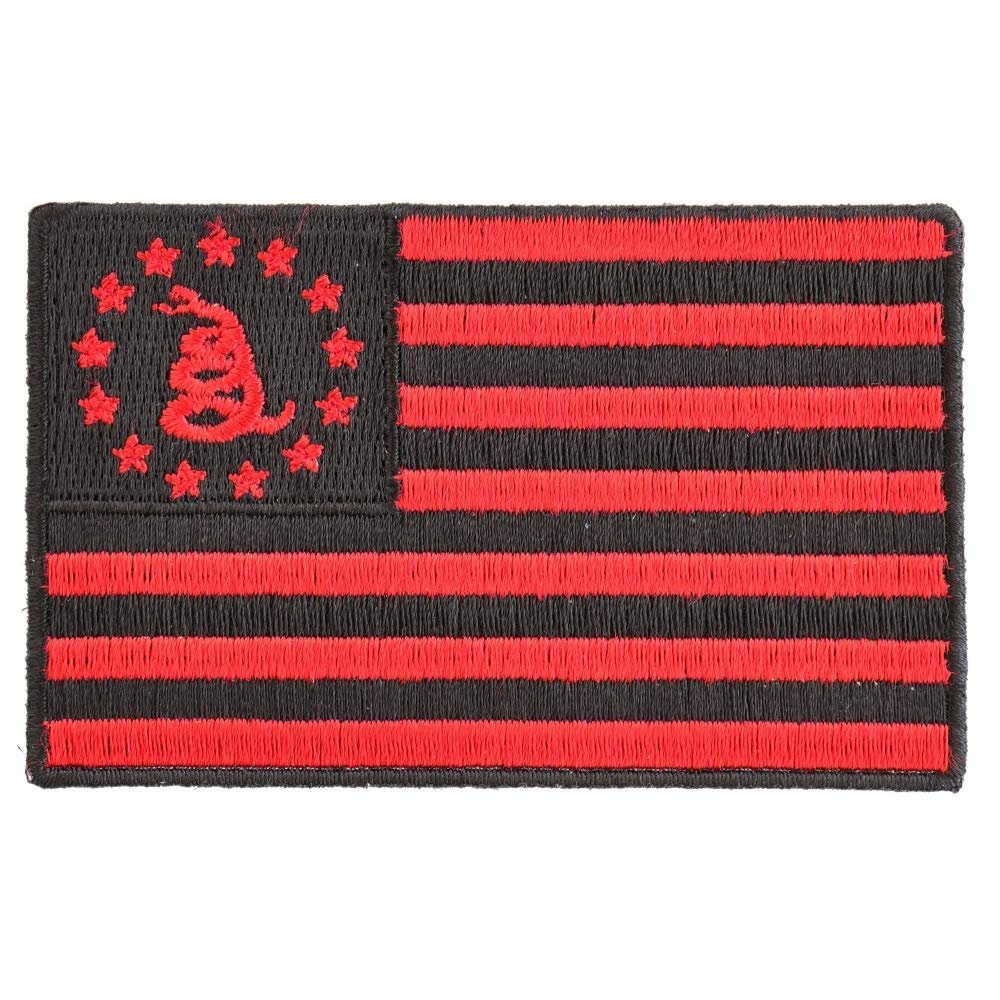 GADSDEN AMERICAN FLAG Red Black Firefighter Embroidered Patch