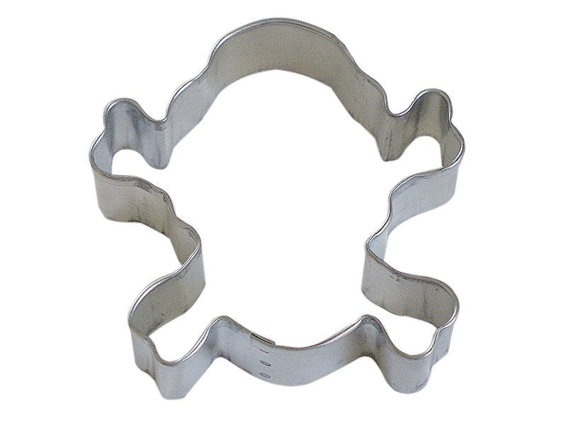 SKULL & CROSSBONES Cookie Cutter Metal 3.25 Inches - Halloween Funeral Casket Death Stencil Fondant Craft Supply