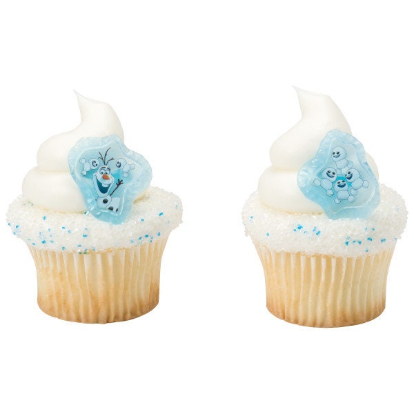 12 DISNEY FROZEN Cupcake Rings Fever Blizzard Buddy Olaf Cake Toppers for Birthday Party Decoration