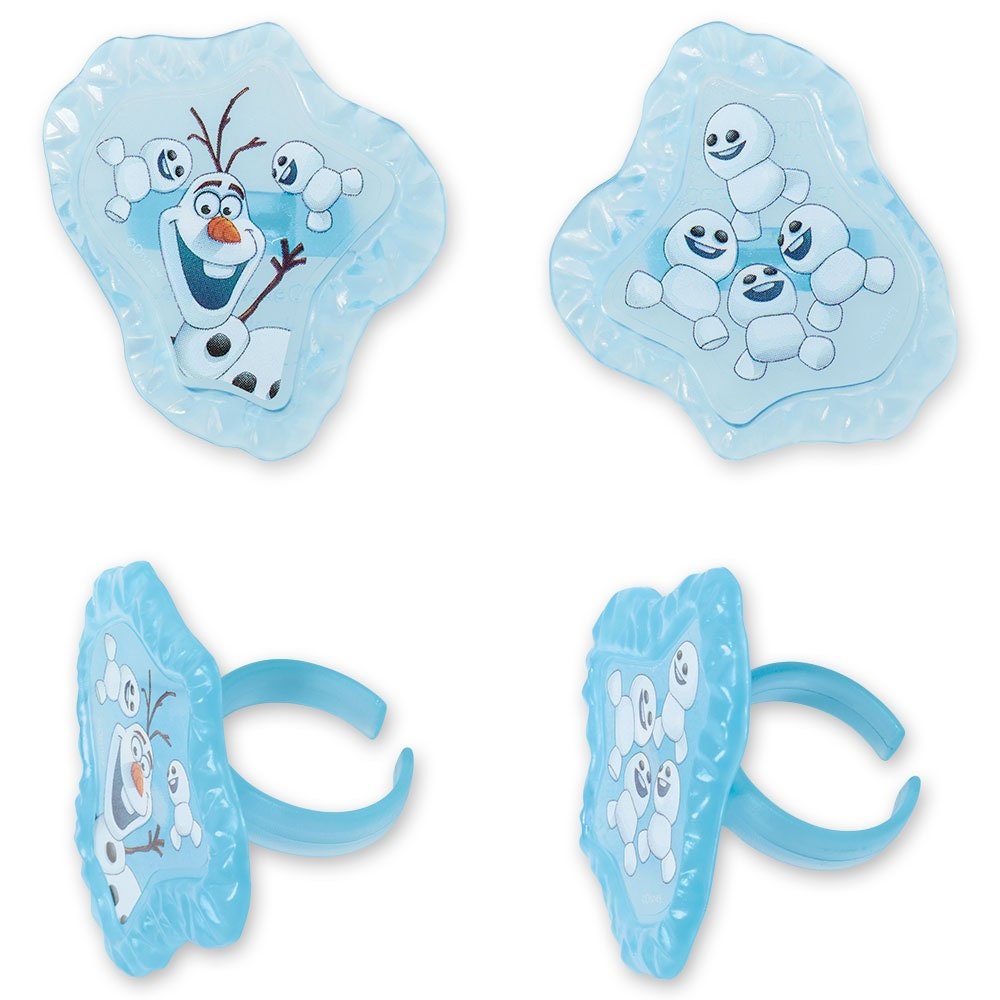 12 DISNEY FROZEN Cupcake Rings Fever Blizzard Buddy Olaf Cake Toppers for Birthday Party Decoration