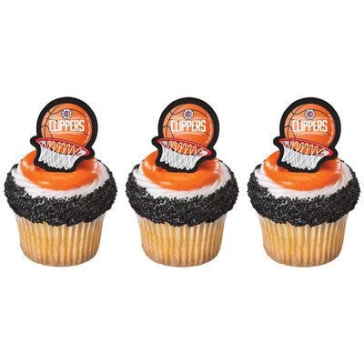 12 LA CLIPPERS Cupcake Rings NBA Cake Toppers for Birthday Party Decoration