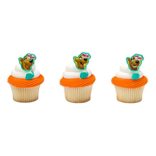 12 SCOOBY-DOO Cupcake Rings Ruh Roh Scooby-Doo! Cake Toppers for Birthday Party Decoration Craft Supply