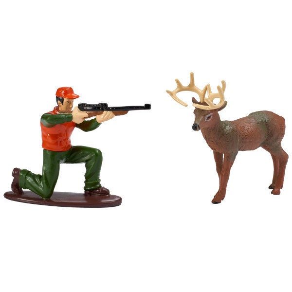 DEER HUNTING Cake Topper Hunter with Rifle Cake Decoration Decoset Birthday Craft Supply