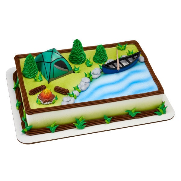 FIRESIDE CAMP Cake Topper Tent Canoe Paddle Cake Decoration Decoset Birthday