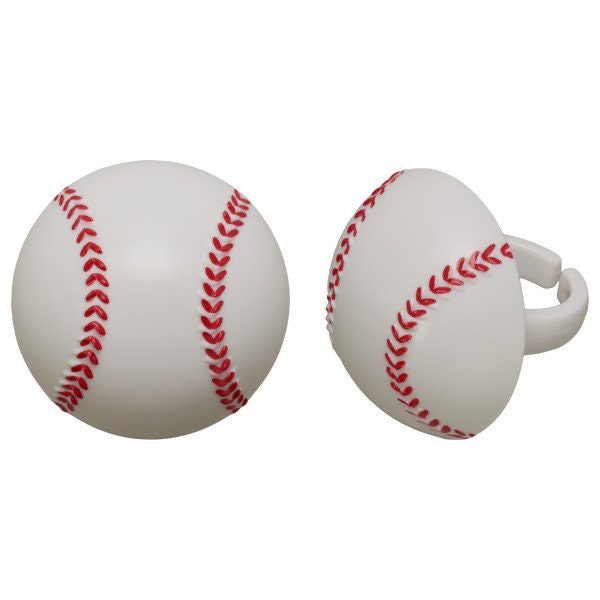12 BASEBALL Cupcake Rings 3D Cake Toppers for Birthday Party Decoration