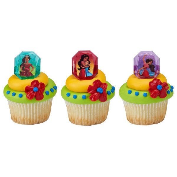 12 ELENA OF AVALOR Cupcake Rings Noble Heart Cake Toppers for Birthday Party Decoration